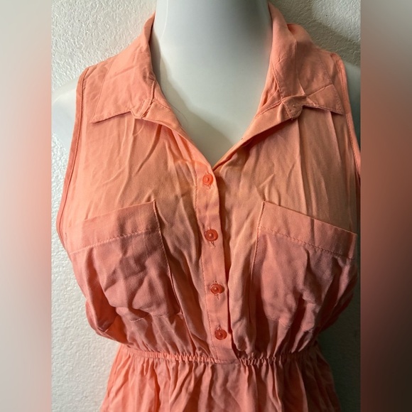 🆕Rue21 Women's Coral Sleeveless Utility Shirt Dress L🆕 - Picture 6 of 10